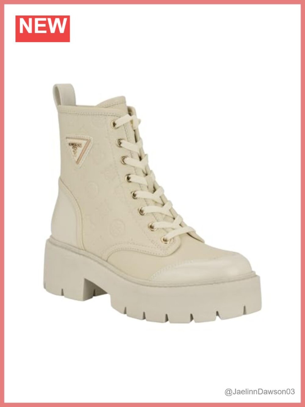 GUESS Shun Women's Combat Ankle Booties Chunky Lug Sole Zipper 2.09" Heel